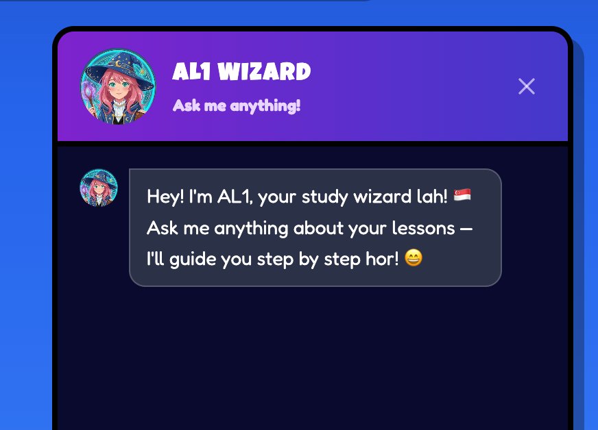 AL1 AI tutor providing chat-based tutoring with Socratic questioning for PSLE and O-Level prep